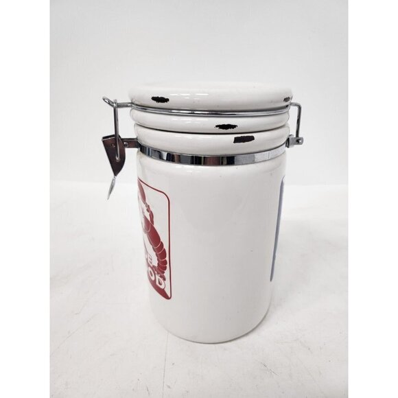 Vtg Home Studio Coastal Collection Ceramic Clam Seafood Theme Canister Container - Picture 8 of 15